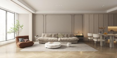 法式奶油风客餐厅3D模型下载